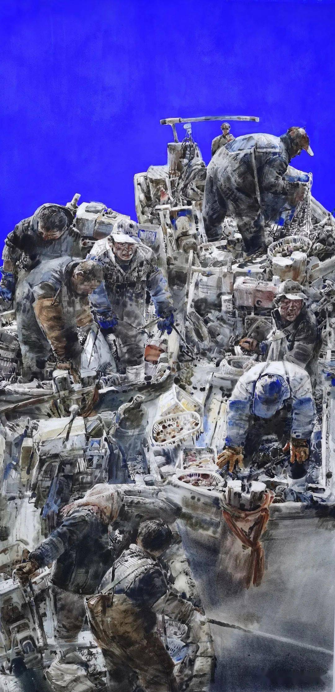 《渔歌》 水彩160×80cm作者:辜珊《芳菲满碧栏》 中国画人物画扇面25