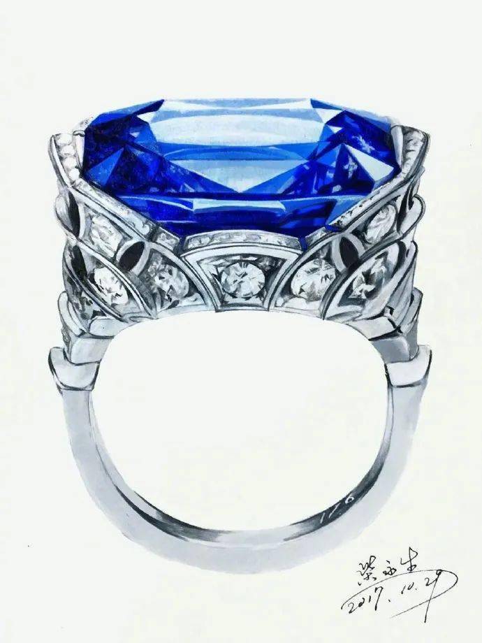 彩铅画入门 |马克笔彩铅手绘,宝石戒指