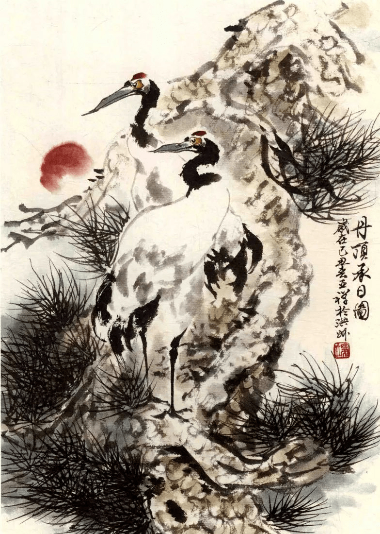 国画图文教程松鹤画法