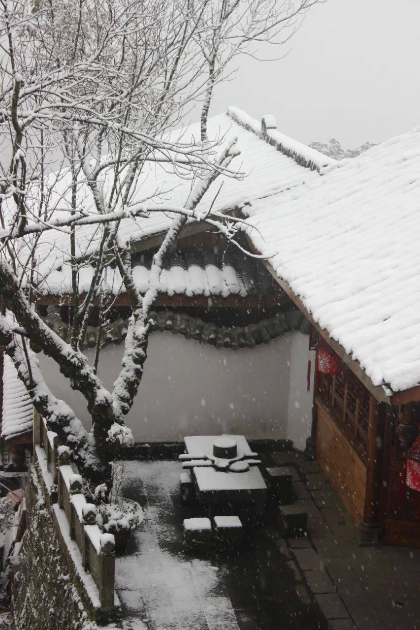 都江堰灵岩山新年第一场雪满是古风之美