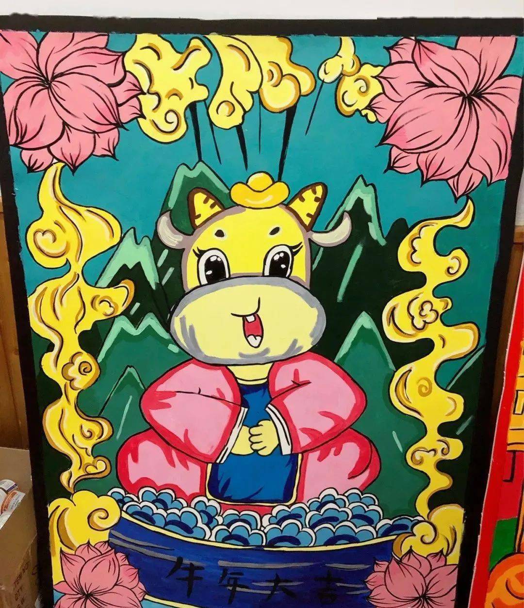 幼儿园春节环创欣赏新的一年要一起牛气冲天