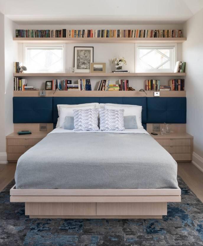 床头墙上带书架效果图图片