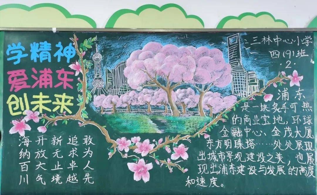 投票| 粉笔画出的大浦东,等你来pick!(小学组)_黑板报