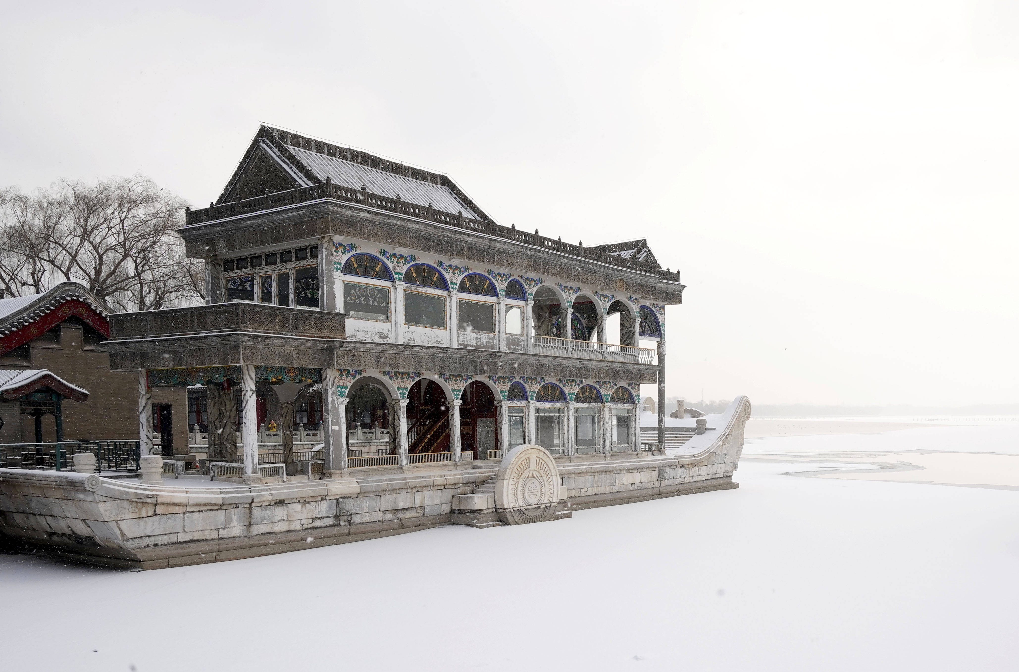1月19日拍摄的颐和园石舫.
