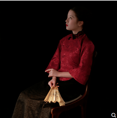 流水清茶记得小苹初见两重心字罗衣中式美衣