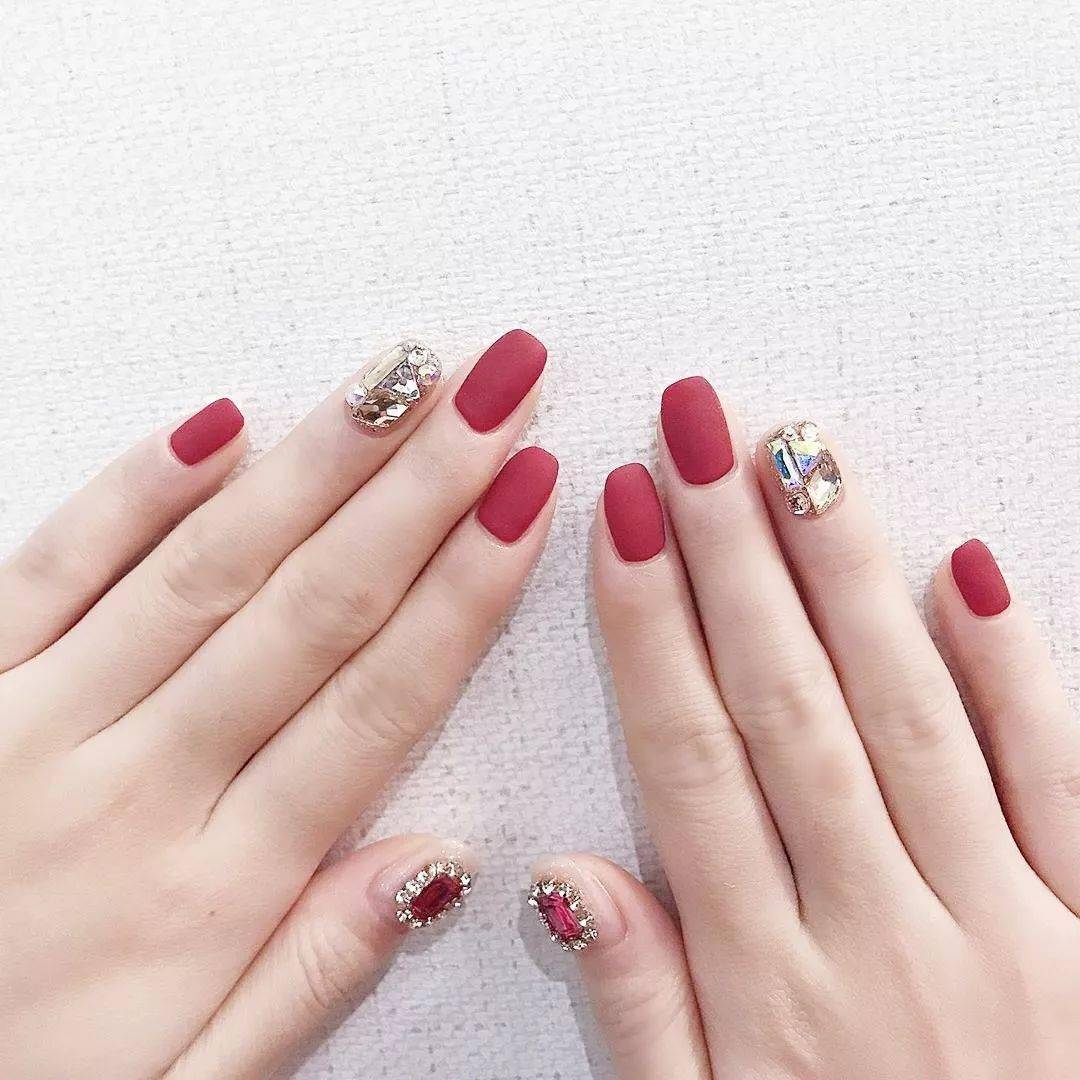2021新年红色系美甲,转运必备