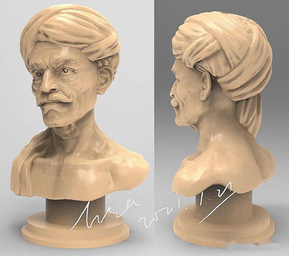 zbrush人物写生特辑—包头巾的男人-中/调整大型,增加细节(北斗星浮雕