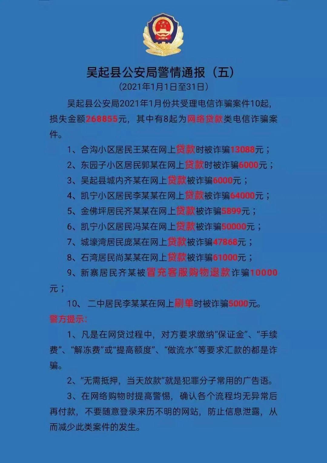 吴起县公安局警情通报