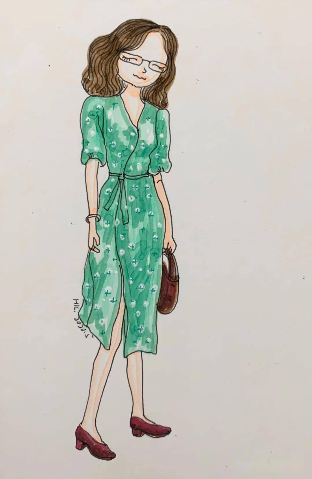 黄鹍老师日常手绘穿搭,时髦又实用,每一套都是穿搭范本~_孩儿