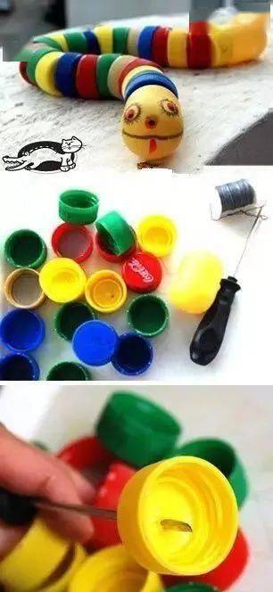 亲子手工制作分享塑料瓶盖创意玩法