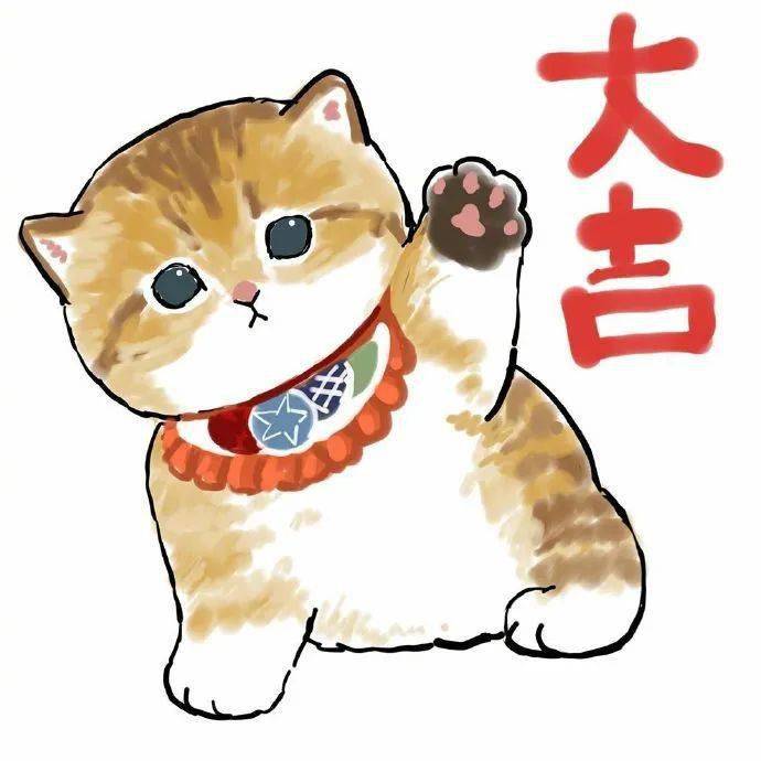 国外画师画的大吉大利系列猫猫插画!太可爱了!有招财猫内味!