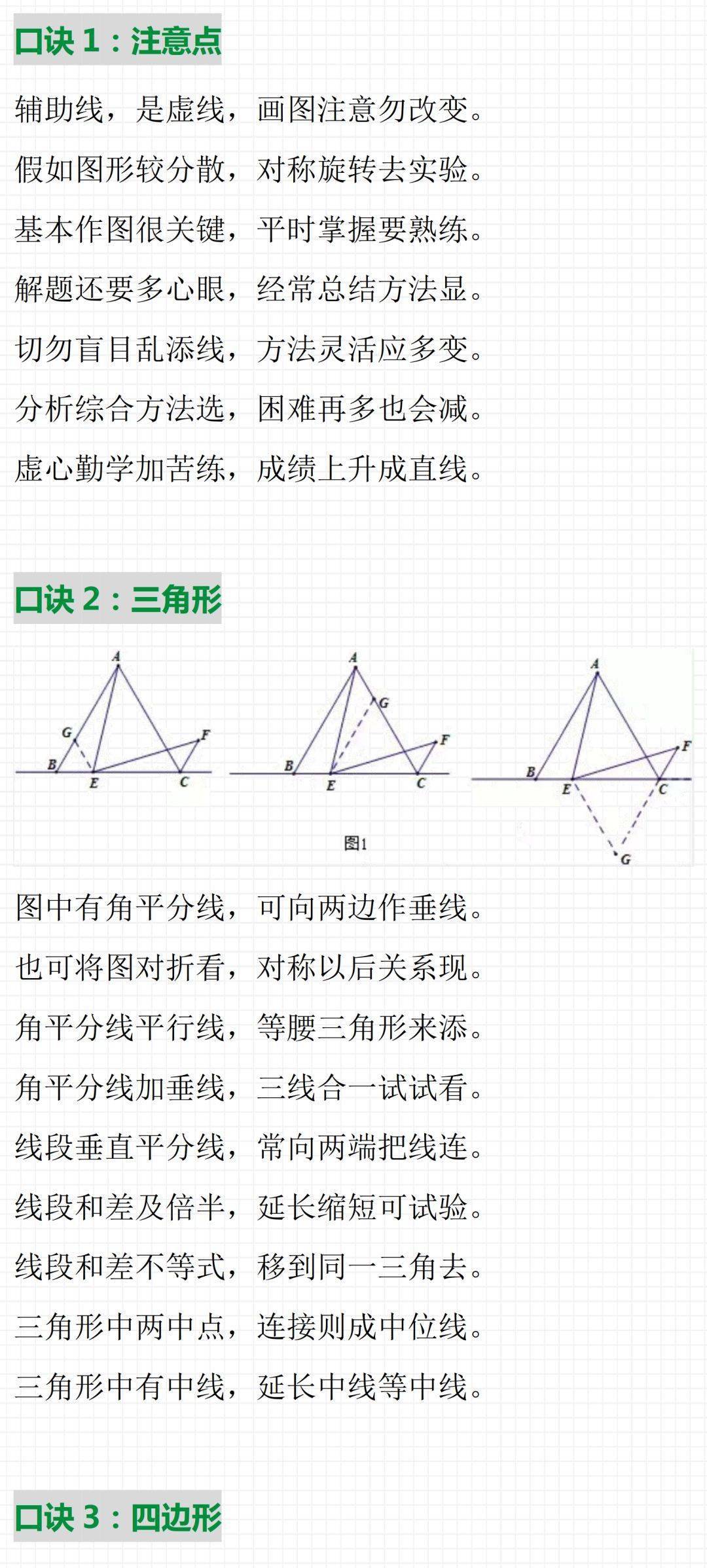 初中数学110分以上,必须掌握这4个几何辅助线口诀!