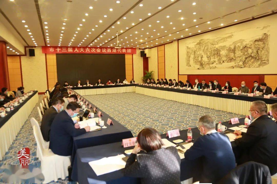 在市十三届人大六次会议期间,市委副书记,市长刘忻来到西湖代表团,和