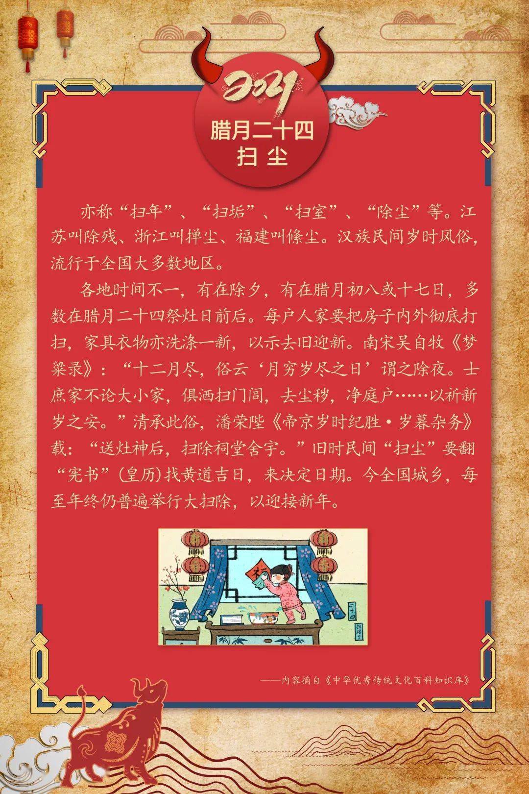 过年习俗展二十四扫房子