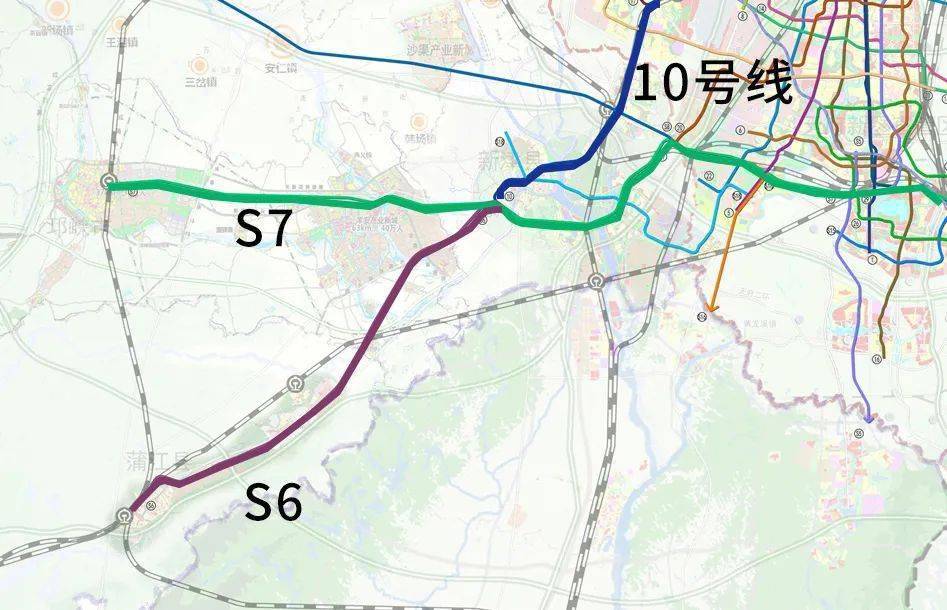 s6通往新津方向,与地铁10号线,与市域铁路s7连接