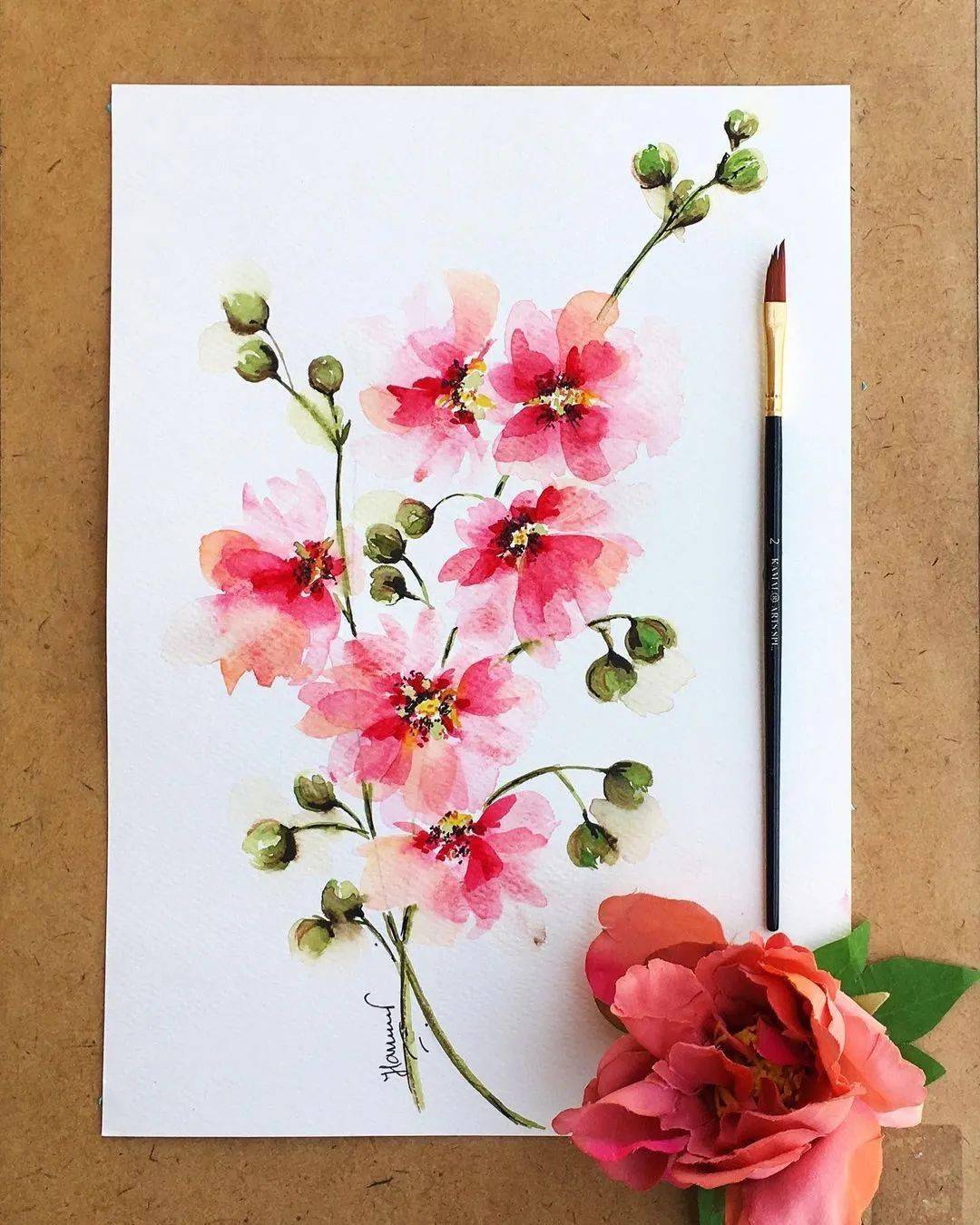 水彩花卉简单笔触画出好效果