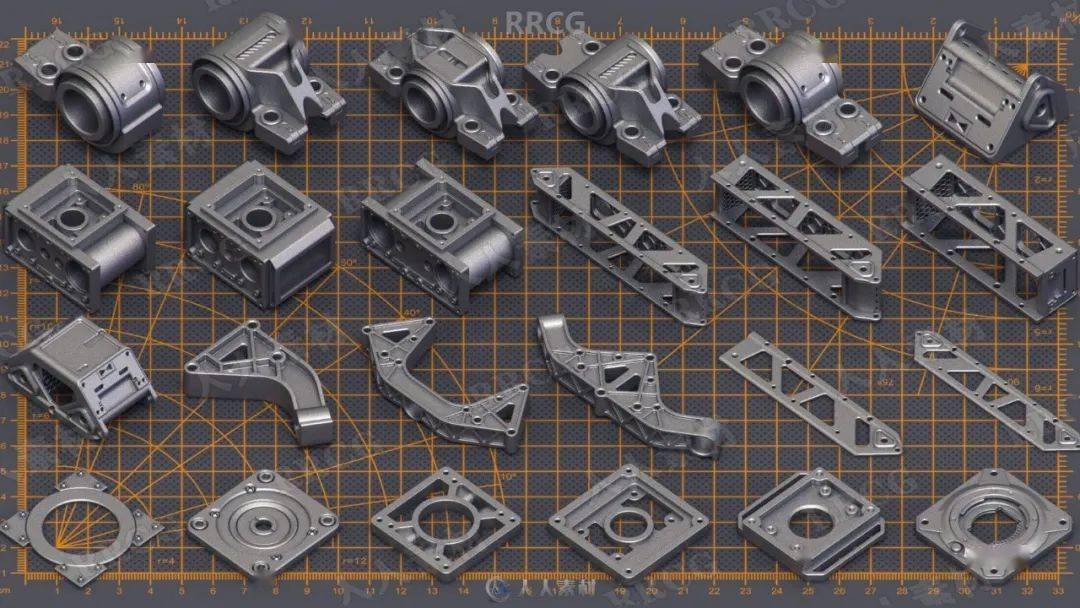 400组科幻硬表面机械零件雕刻细节3d模型合集