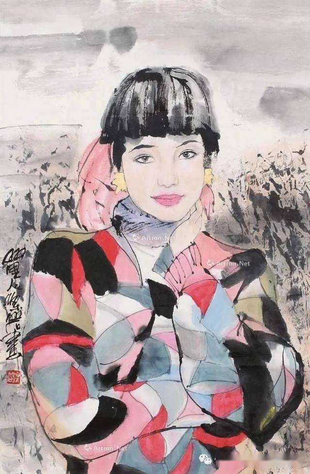 中国水墨人物画的领军人物梁岩水墨美女作品欣赏