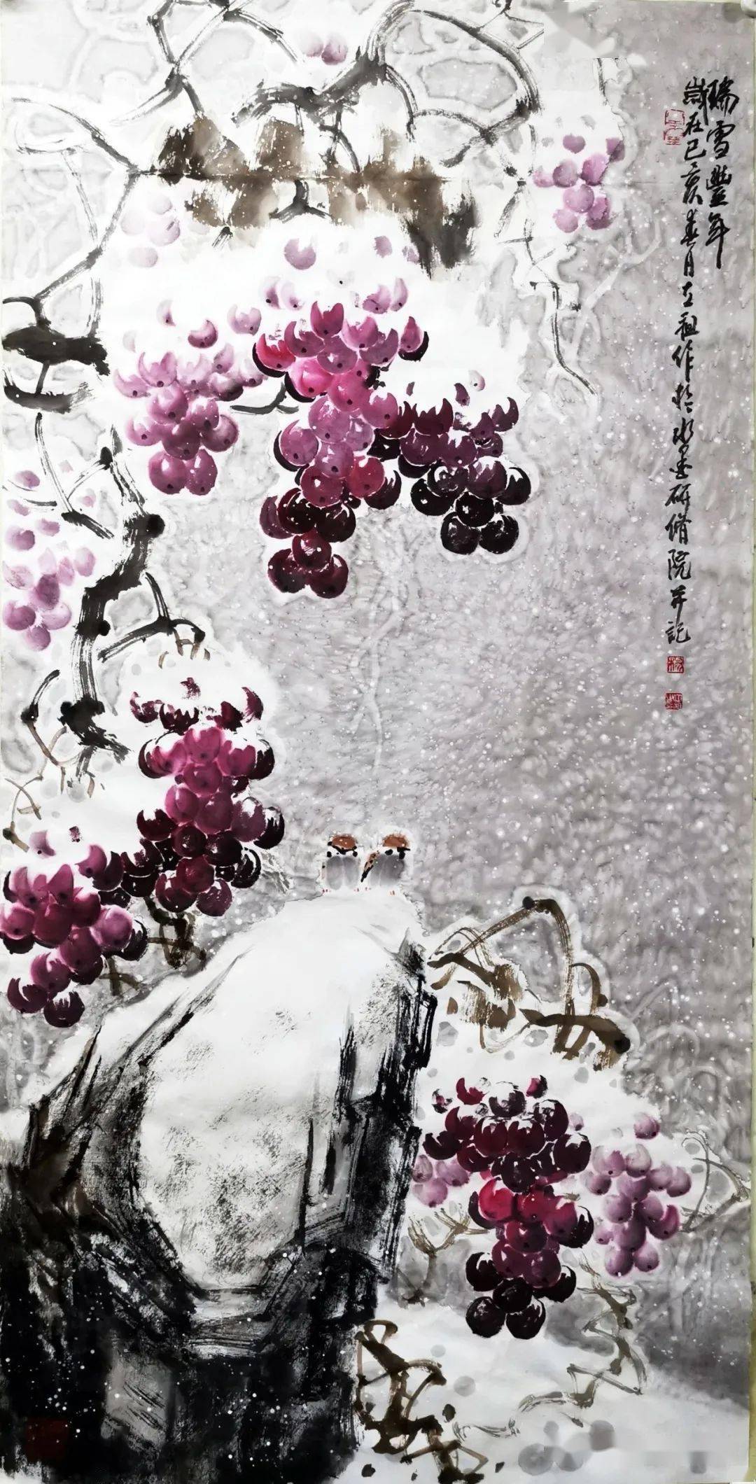 满架高撑紫络索一枝斜亸金琅珰3月6日和杨立祖老师一起画葡萄