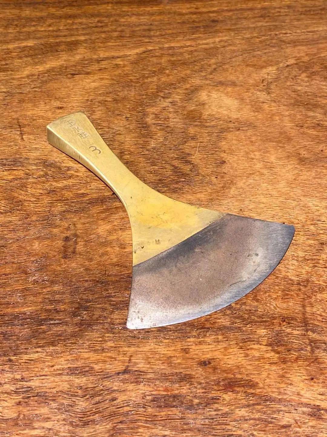 03铜柄扇型刃老皮匠刀具