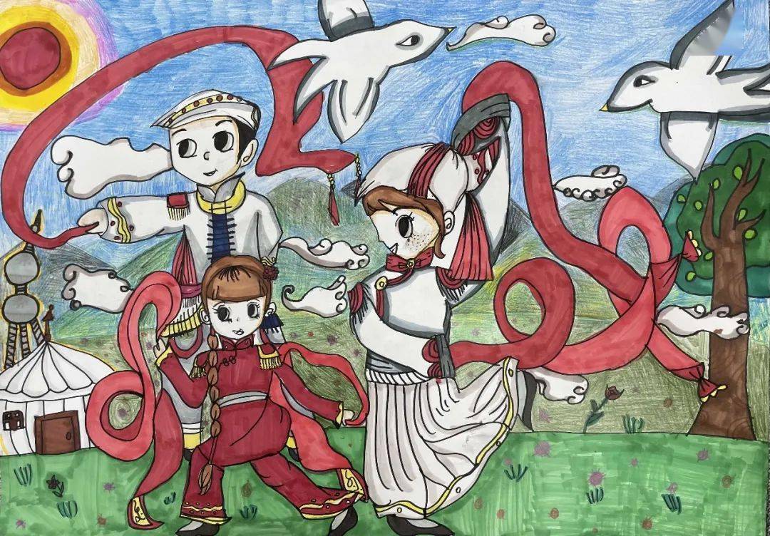 以笔绘心以画传情青浦区教育系统民族一家亲绘画作品展来啦