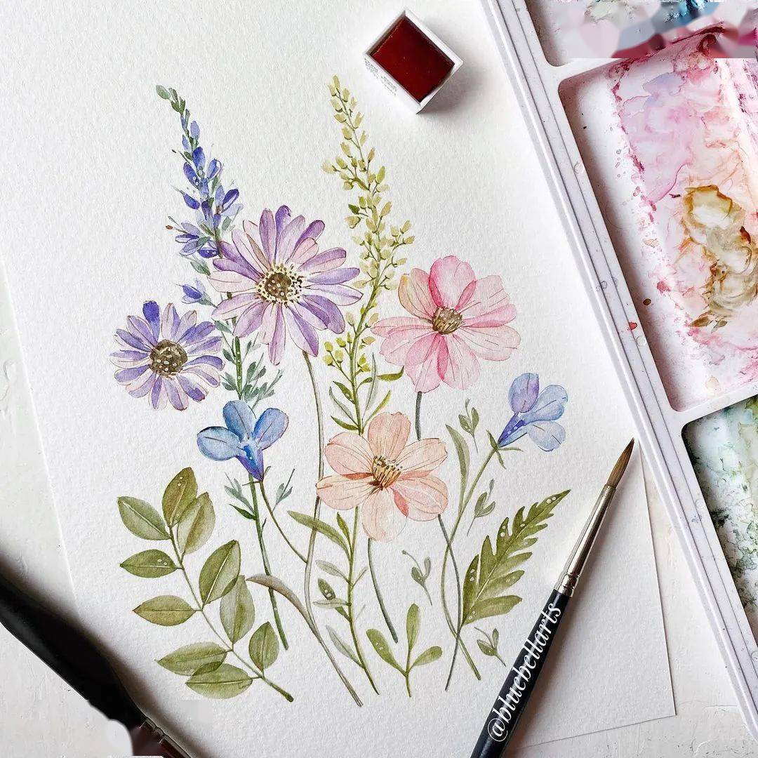 她自学成才笔下清新淡雅的水彩花卉撩人到爆一笔一画美醉