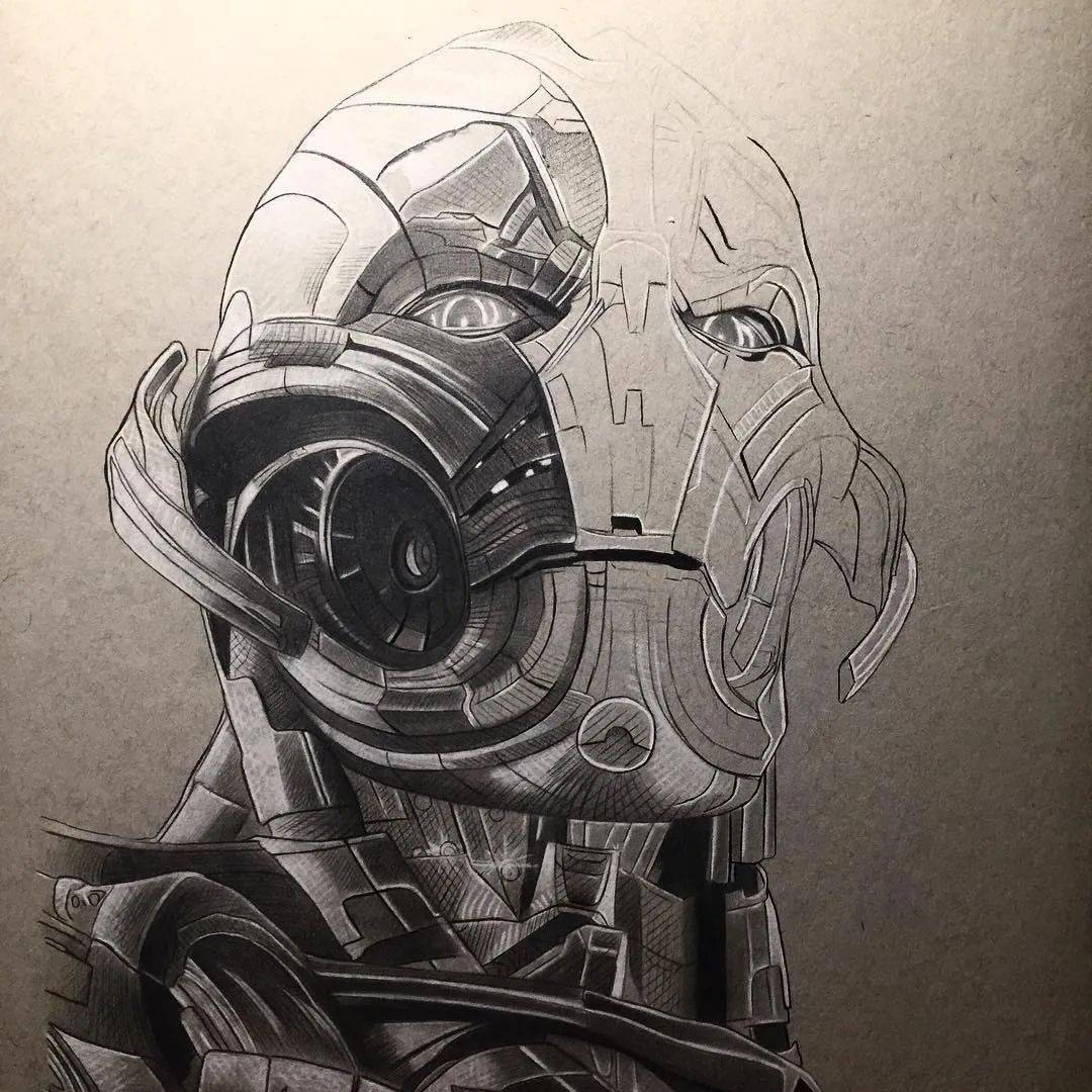 细节非常丰富的超写实素描手绘