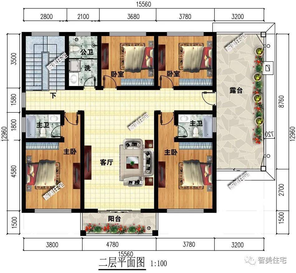 兩層四間形式的農村小別墅第一棟內帶堂屋第二棟格局妙