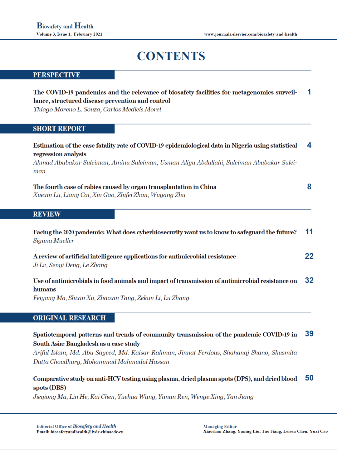 目录目录左右滑动查看图片编委会封面及编委会2020年, biosafety and