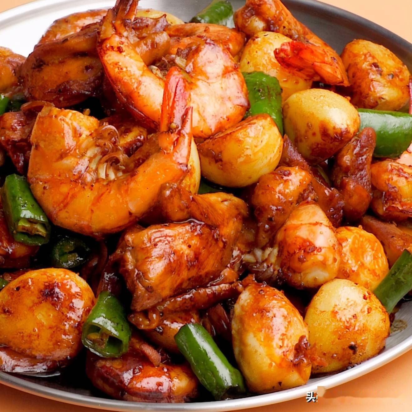 金蒜鸡肉开背虾