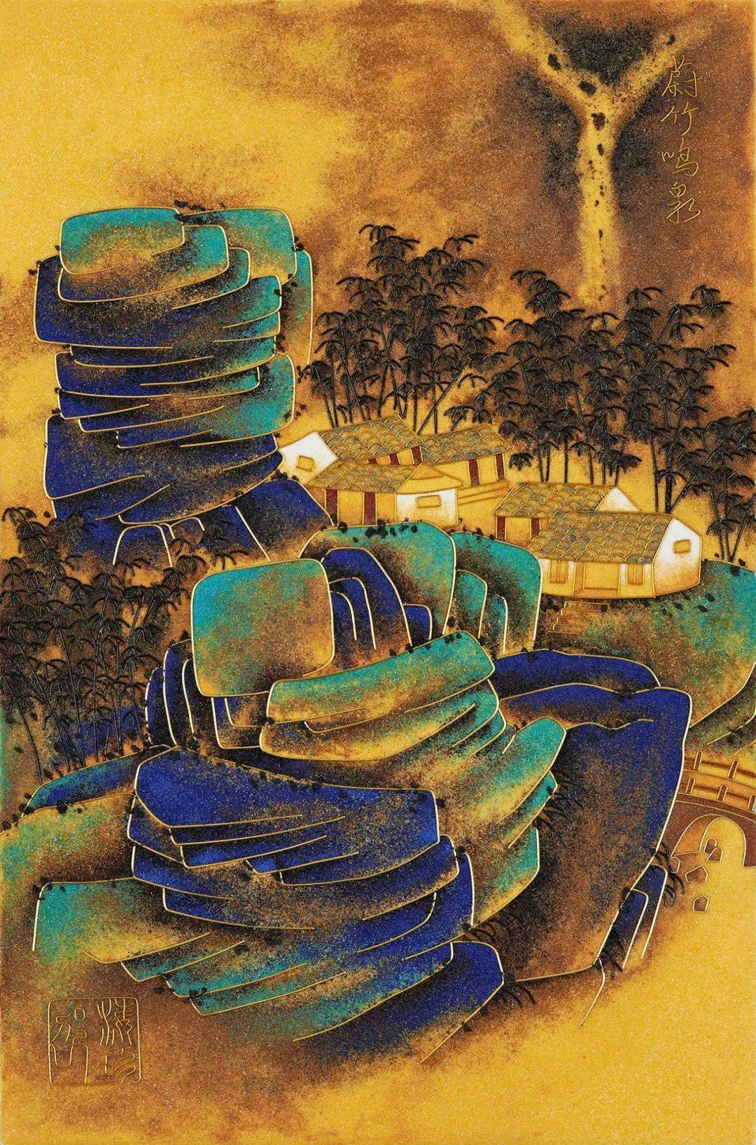 崂有才了邵海珍掐丝珐琅画里的崂山十二胜景