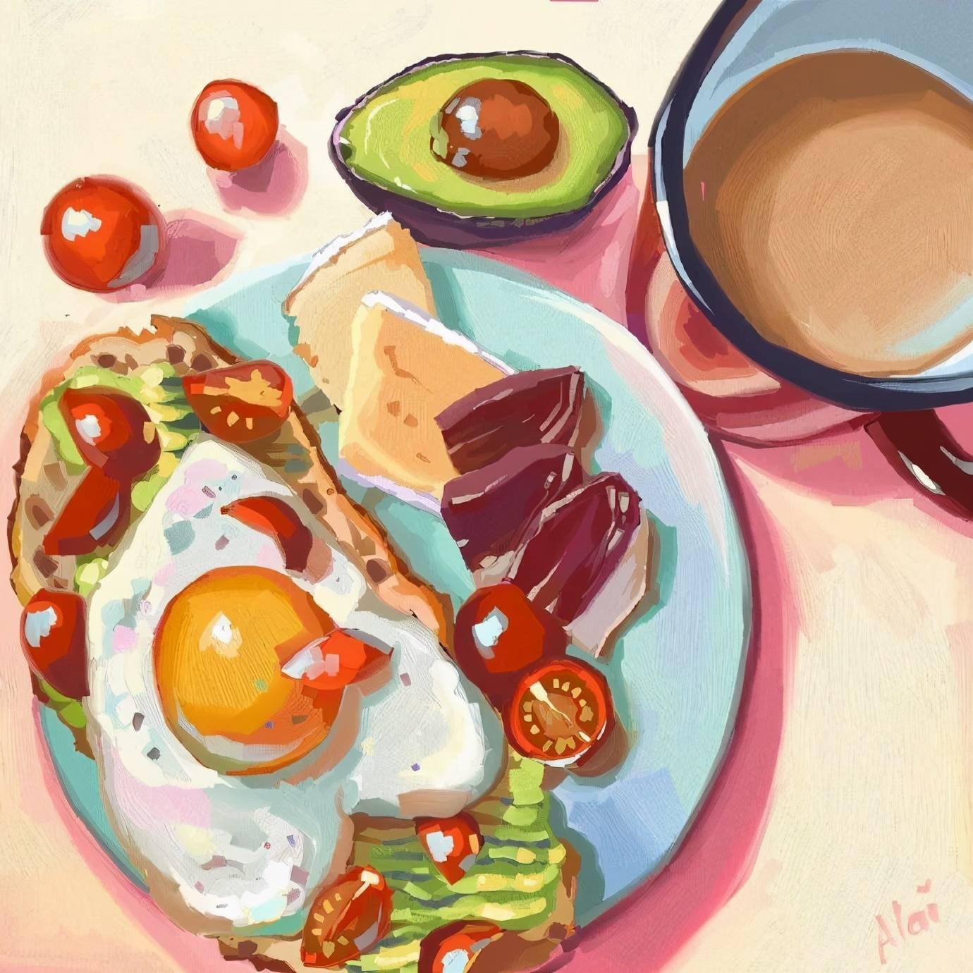 插画 | 色块美食插画设计,看饿了