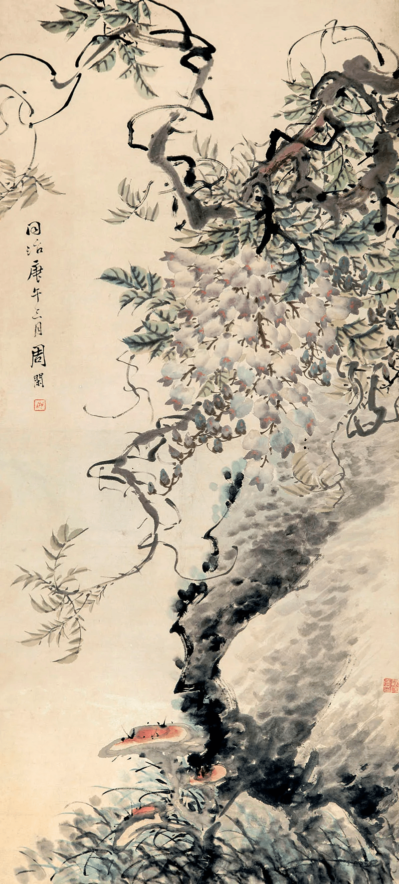 被世人淡忘的清代画家周闲笔下的花鸟画浓艳酣畅