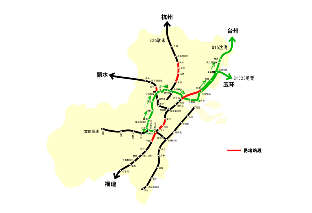 g15沈海高速南塘至蒲岐路段台州方向临近杏湾山隧道,福建方向临近小松