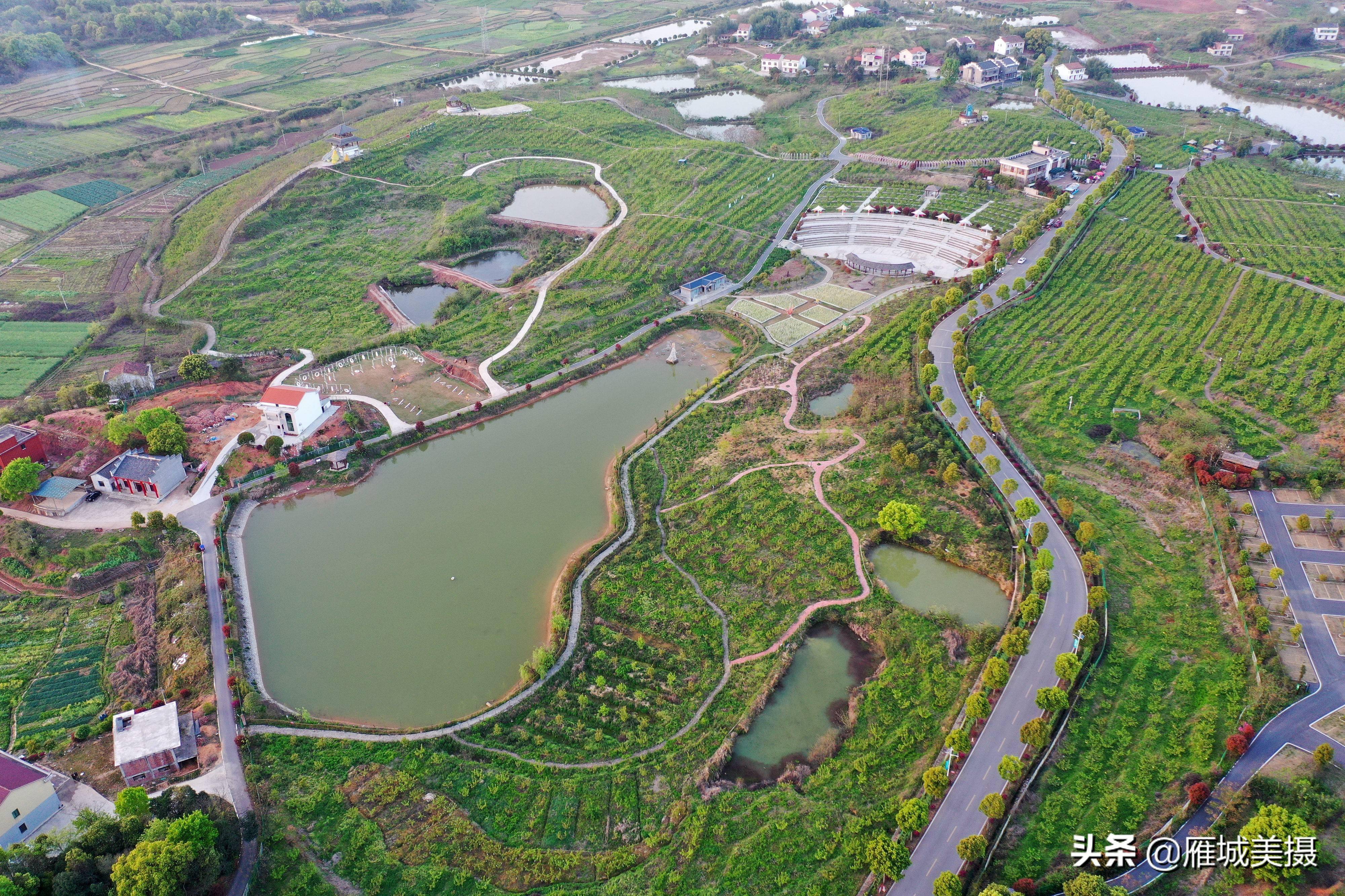 航拍衡阳美丽乡村珠晖区堰头村春光如画近郊休闲旅游好地方