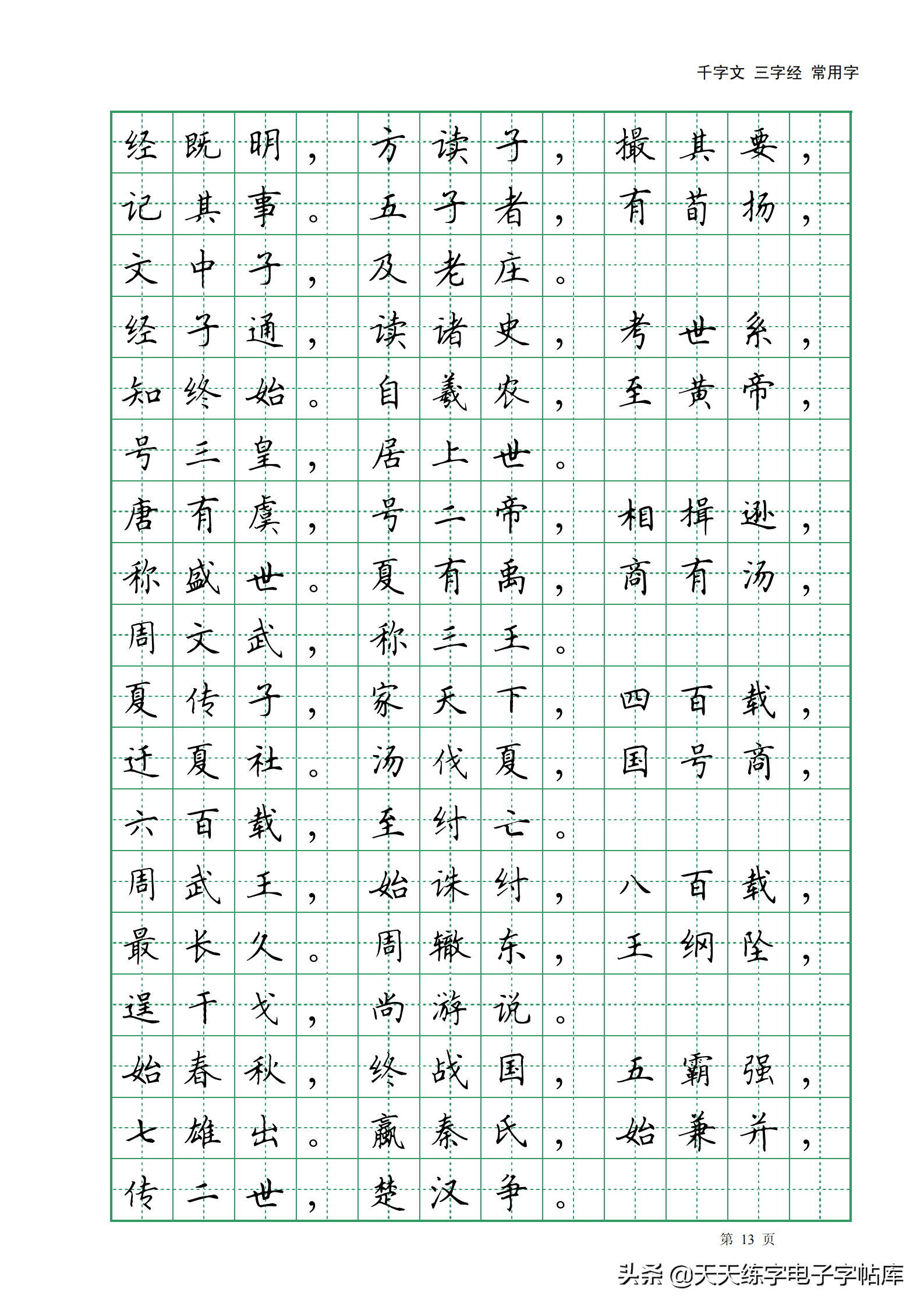 田英章楷書字帖電子版千字文三字經常用字字帖收藏練習