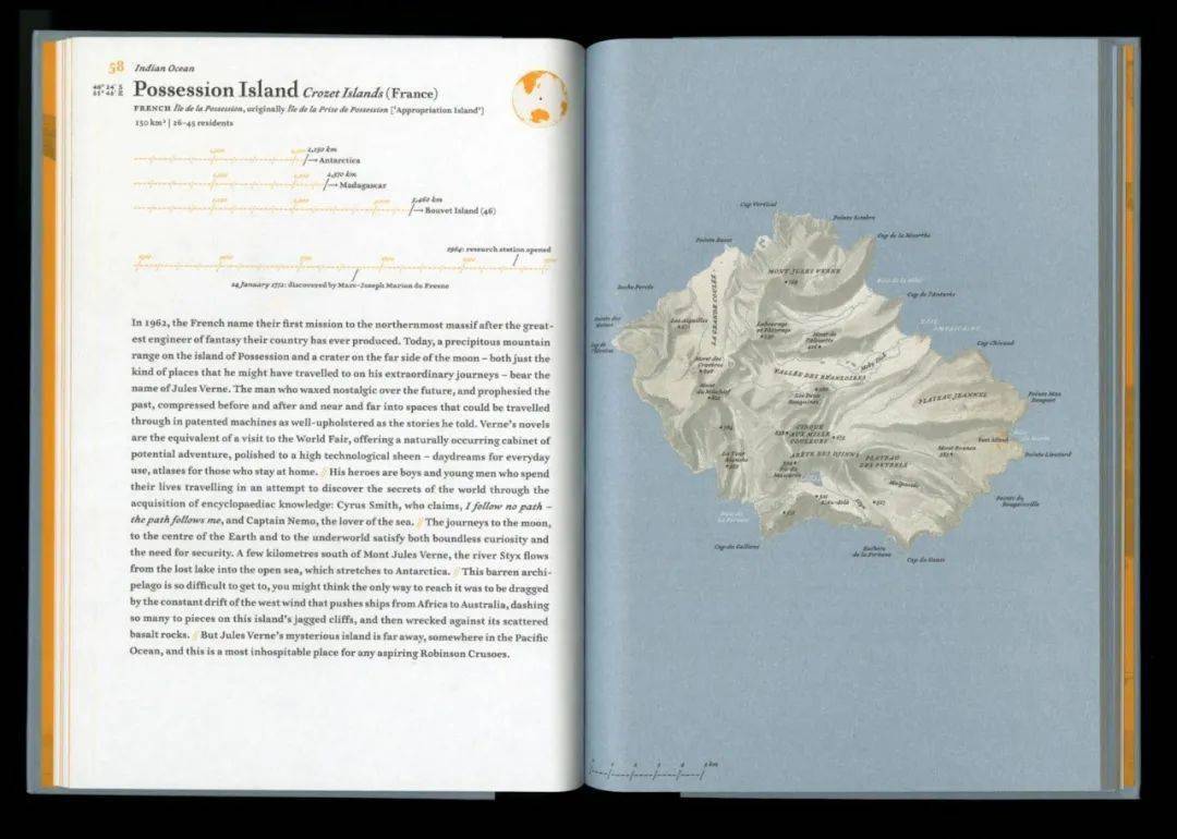 《島嶼書》英文版內頁北冰洋上常年冰封的孤獨島;樂園般豐饒卻是罪犯