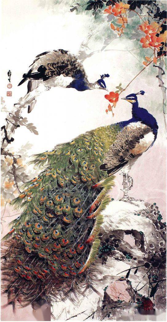 金翠屏开春富贵他画的孔雀太美啦