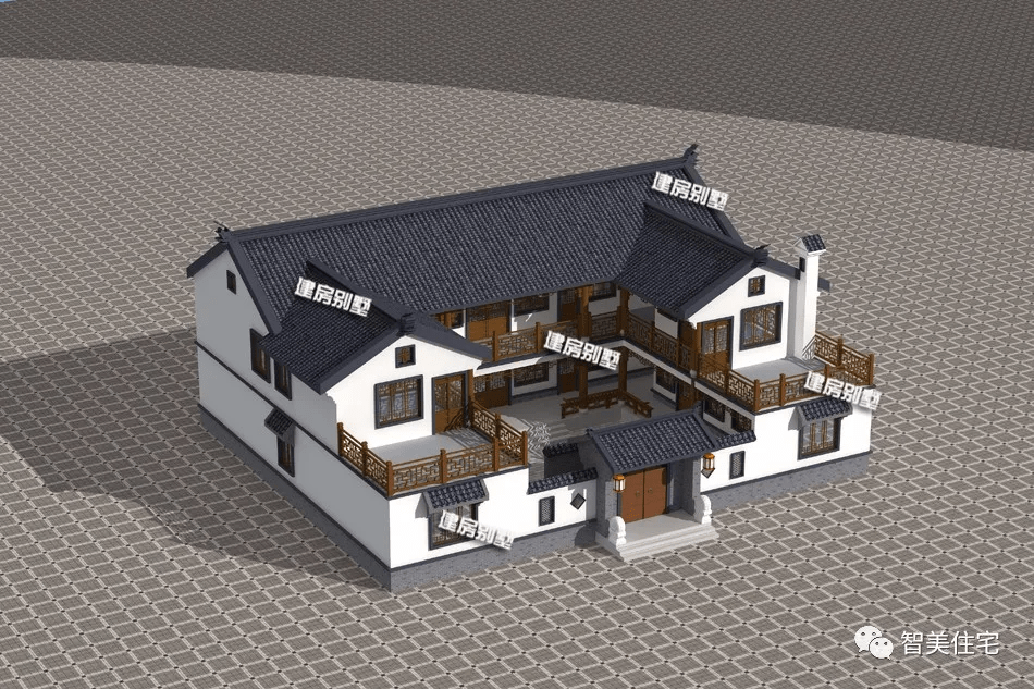 两层复古风设计的中式别墅,适合老家大宅基地,看过后难忘记