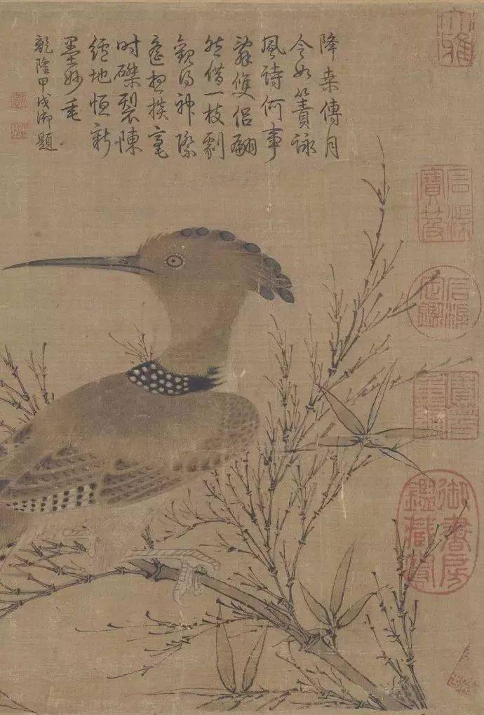 元赵孟頫幽篁戴胜图卷鉴赏