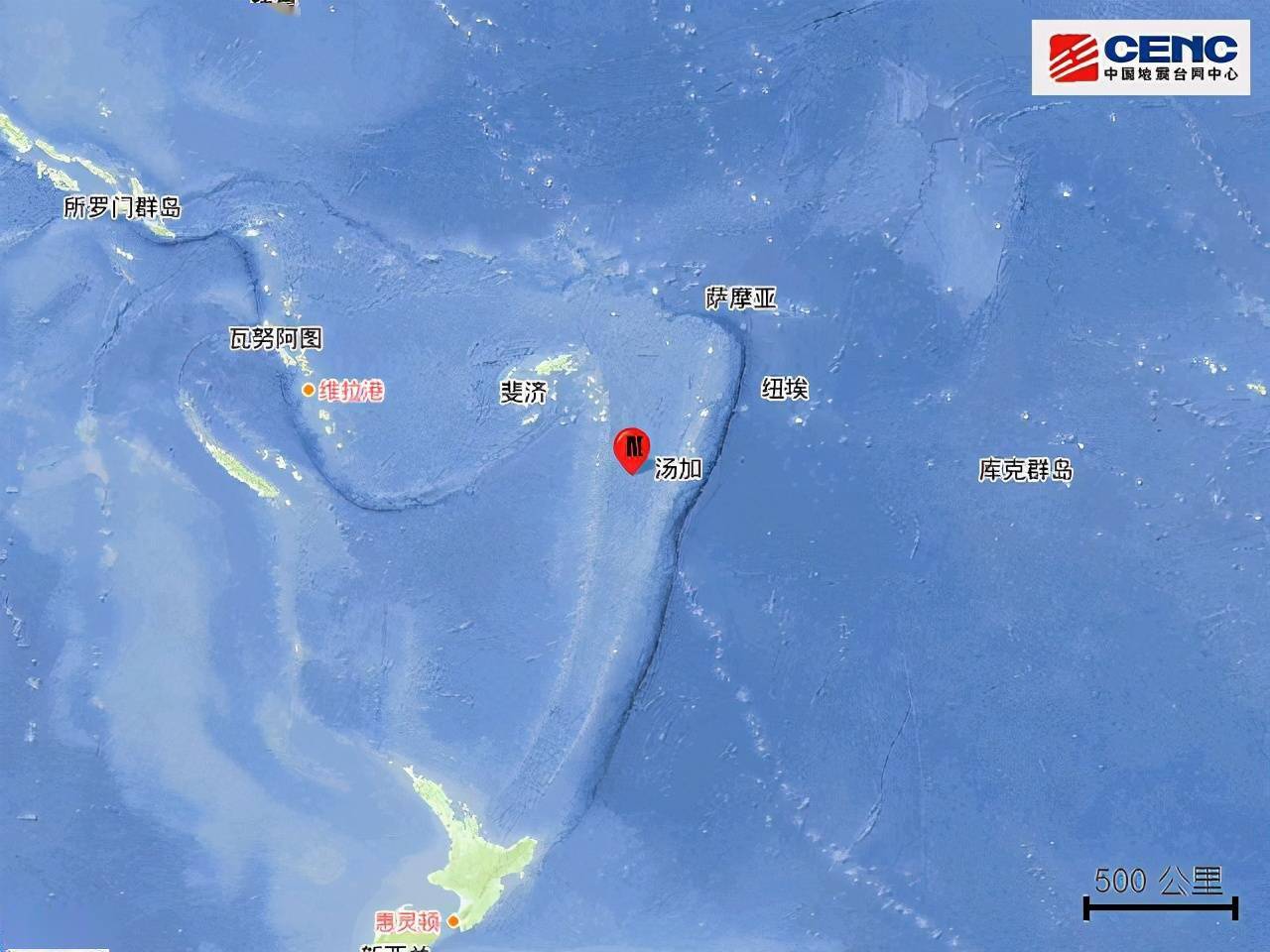 斐济群岛地区发生63级地震