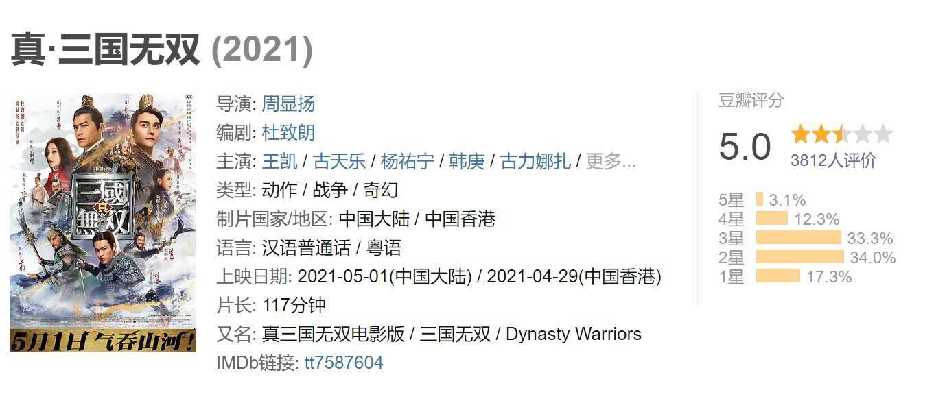 电影版 真三国无双 豆瓣5分 不好看但比想象中好 观众