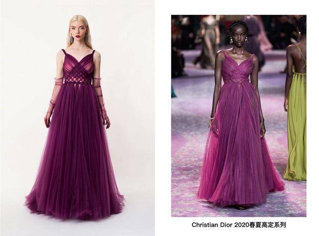 anya taylor-joy的christian dior 2020春夏高定禮服造型,濃郁的漿果