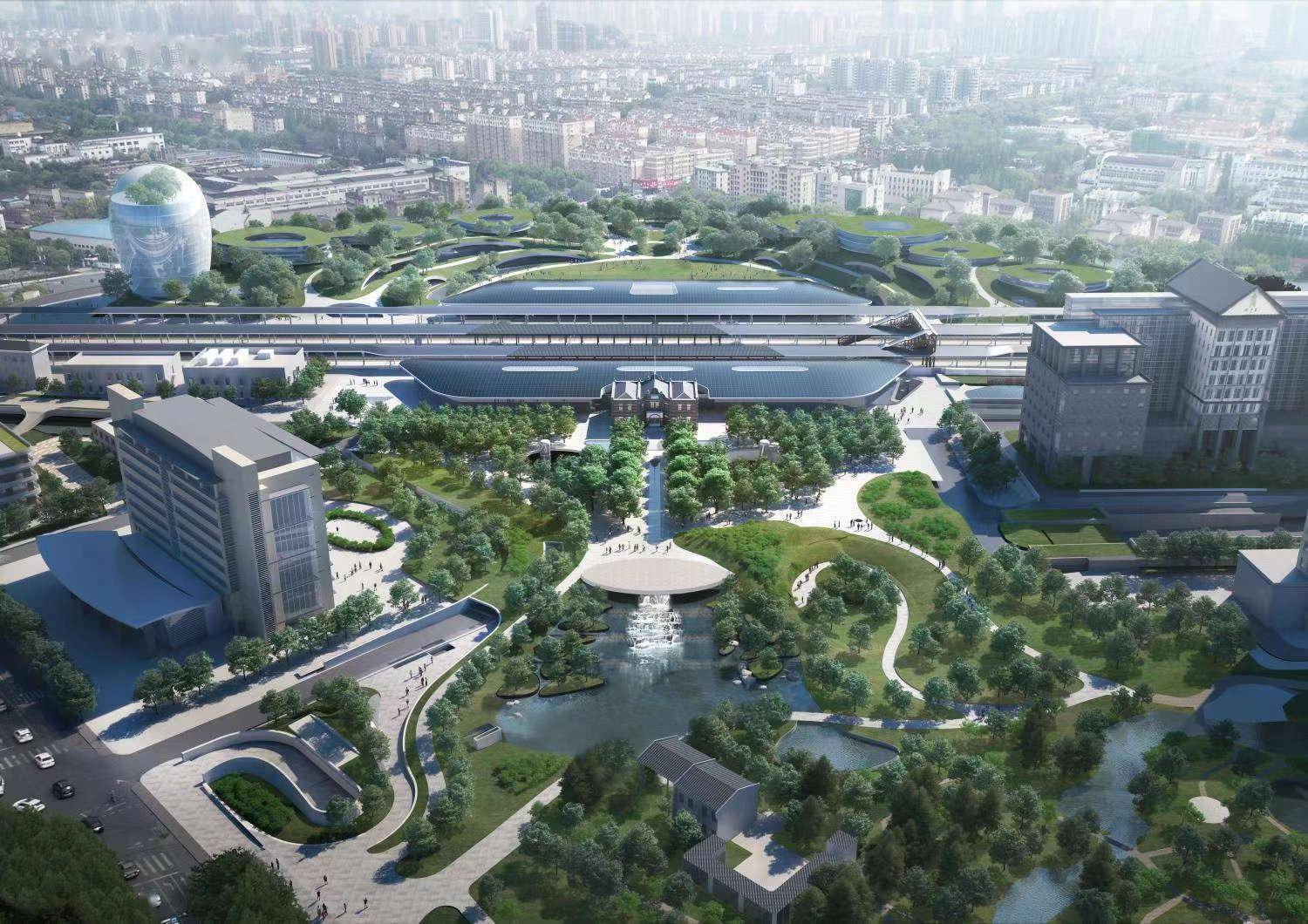 嘉兴火车站区域提升改造后,将成为"森林中的火车站"