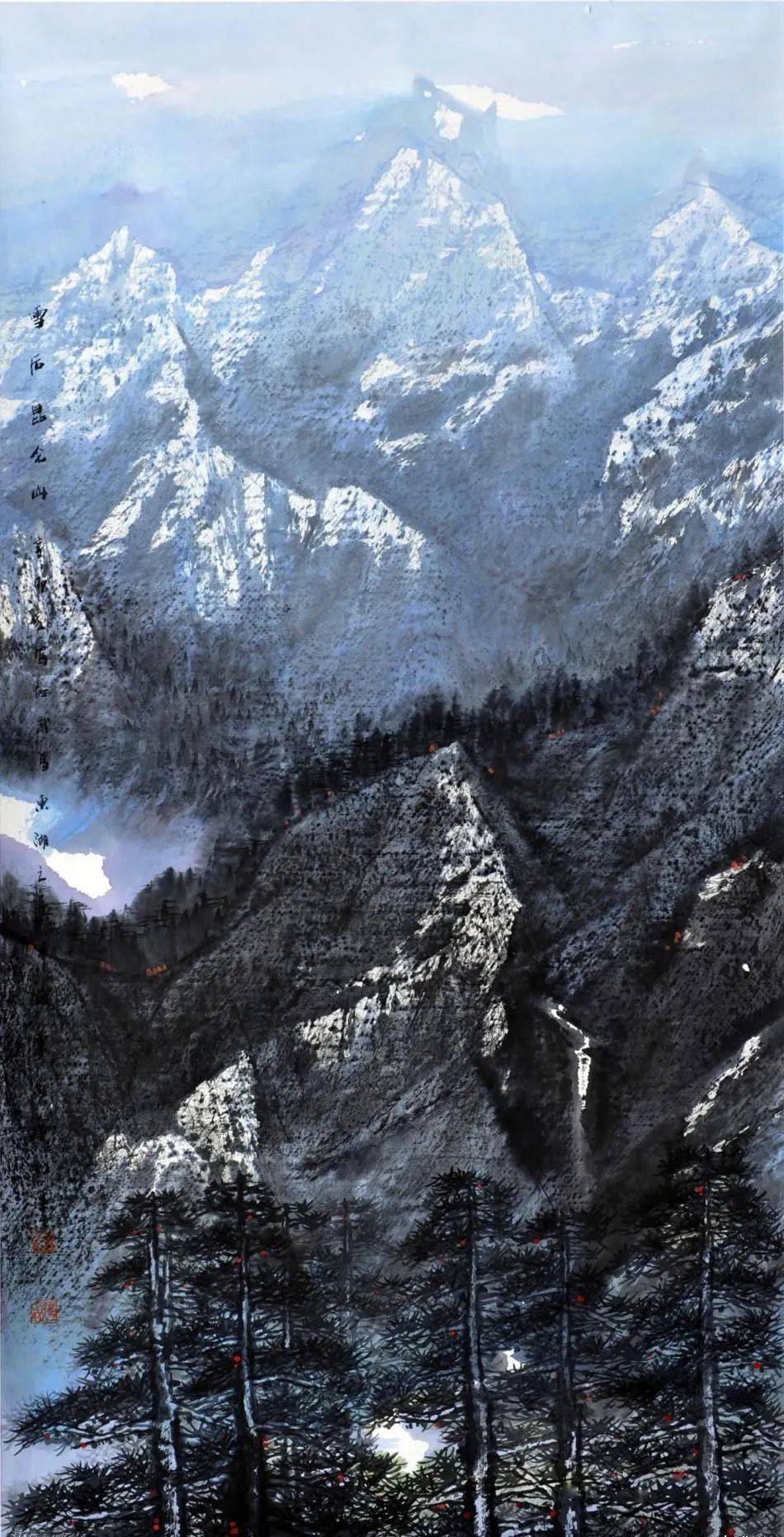 宏大的气势,精微的细节,充满艺术美感的山水画_董继宁