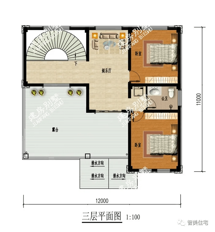 带旋转楼梯造型有些相似的两栋别墅老家有房也是一种体面