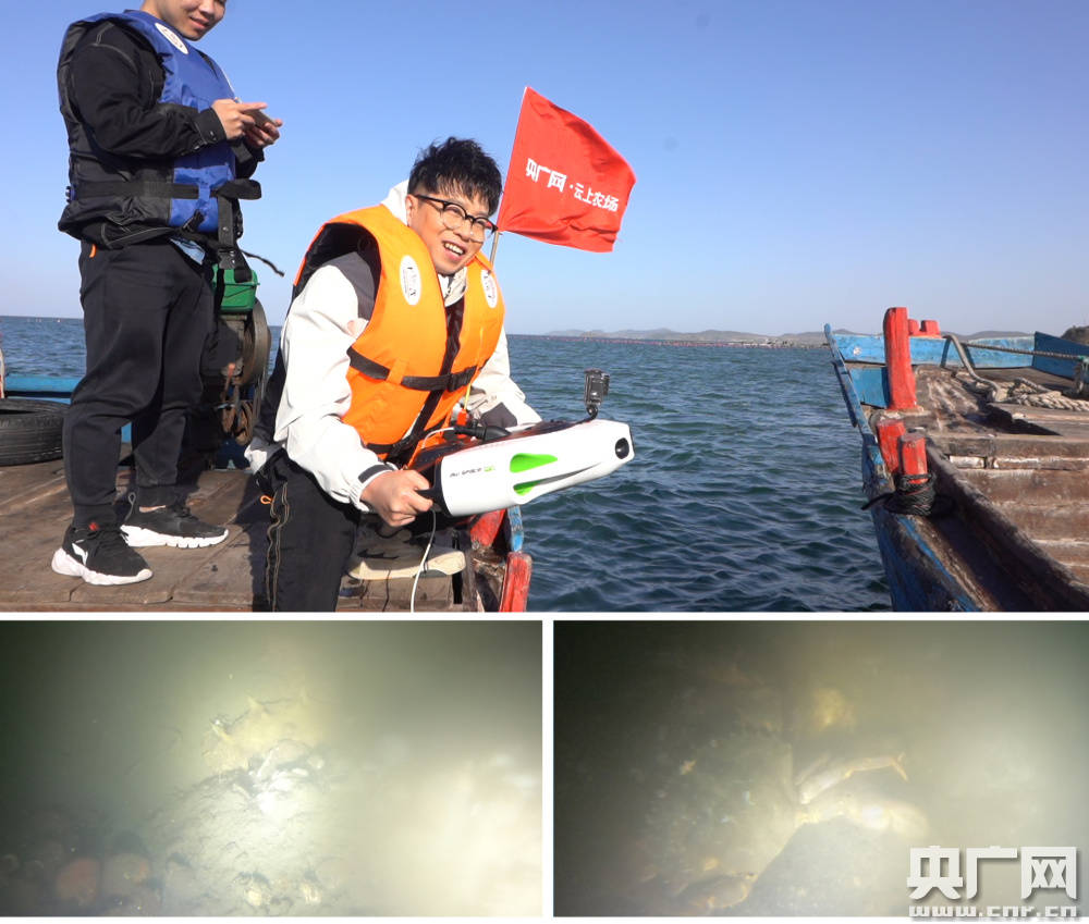 上海约肯科技提供的水下无人机参与拍摄了此次捕捞活动中海下20米的