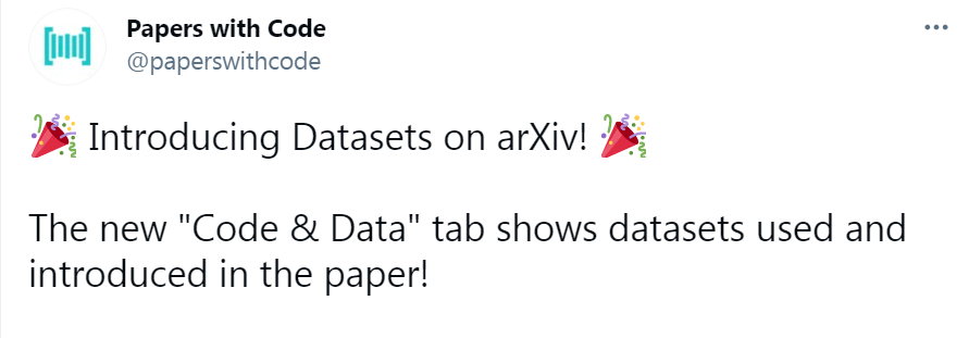 Paperswithcode和arxiv再次合作 可一键显示论文使用的数据集 Imagenet