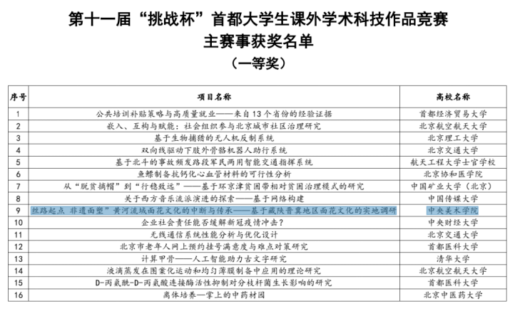 中央美院学生项目获首都挑战杯竞赛一等奖