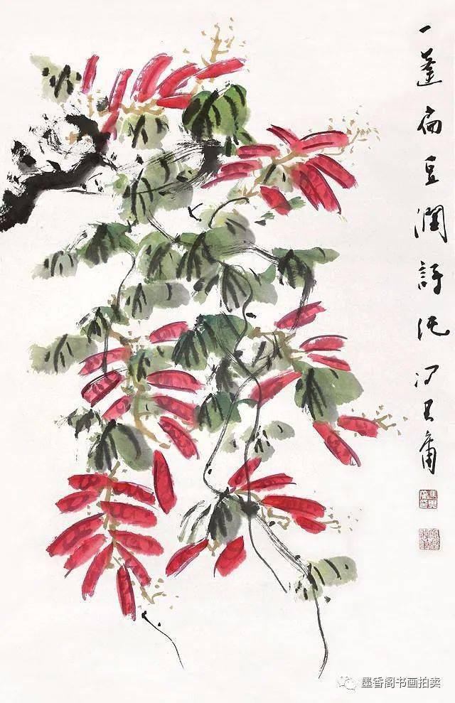 满架秋风扁豆花感受国画大师笔下豆棚之趣